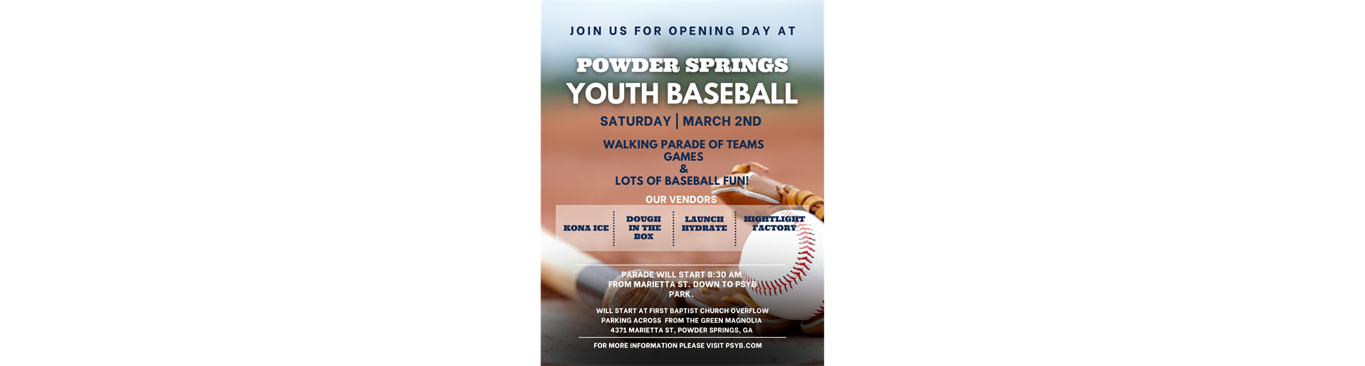 Join US For Opening Day 3/2