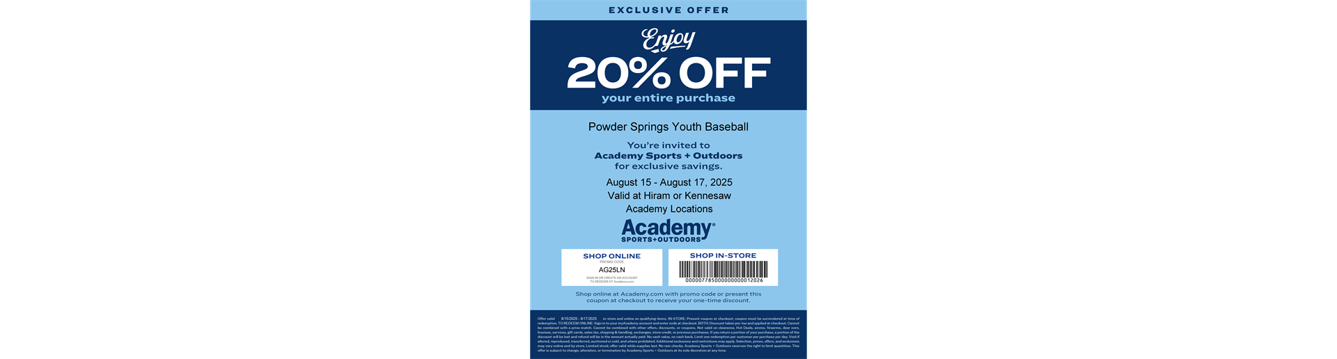 Academy Sports Fall 25 Shopping Weekend