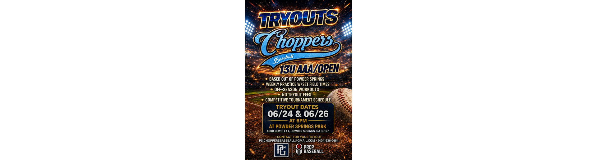 Rising 13u Choppers Tryouts